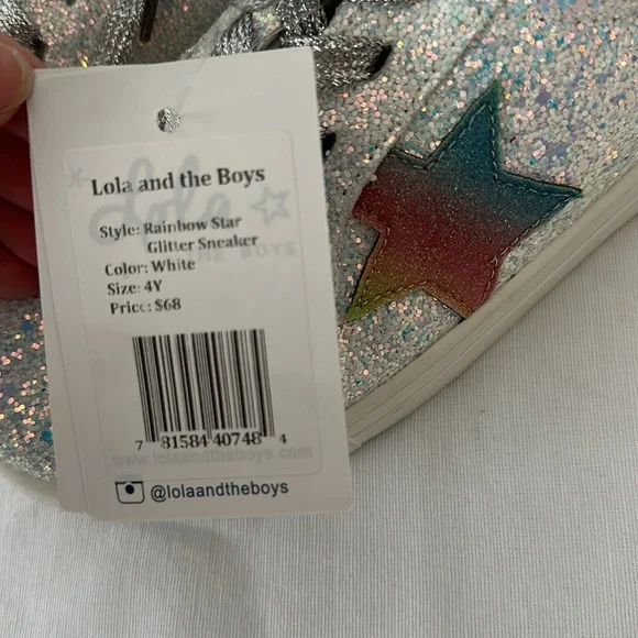 NWT Lola & The Boys Star Glitter Sneakers - Picture 2 of 4